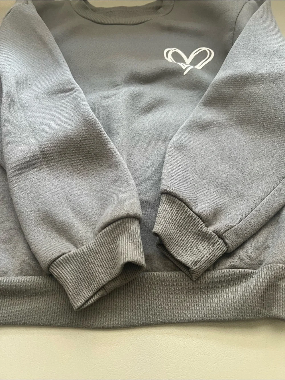 Kids Gray Sweatshirt & Jogger Set with Heart Graphic